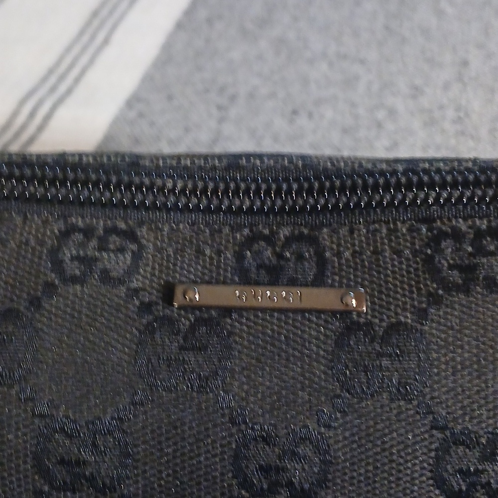 Authentic Gucci Vintage Hand Bag Pouch Purse GG Canvas Leather Black - Picture 6 of 16